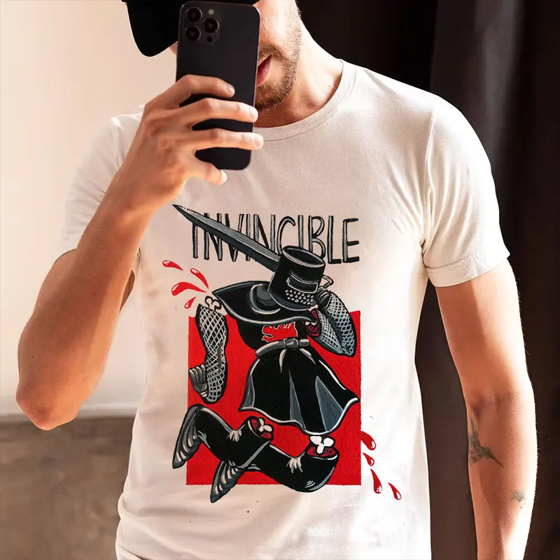 I'm INVINCIBLE Black Knight Monty Python Gift T-shirt Short Sleeve Tee British Comedy Graphic clothes All size Tops S-6XL