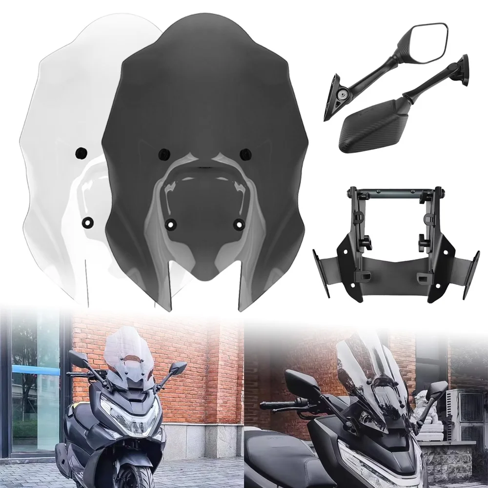 Motorcycle Windshield Windscreen For CFMOTO 150SC 150 SC Wind Deflector Bracket Air Spoiler Protector Cover Rearview Side Mirror