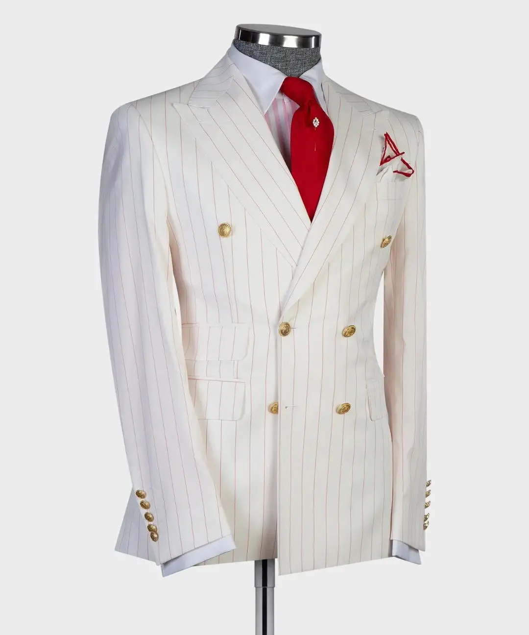 Costume rayé Double boutonnage pour homme, veste 1 pièce, Costume de marié, de styliste, pour fête de mariage, blanc, 2022