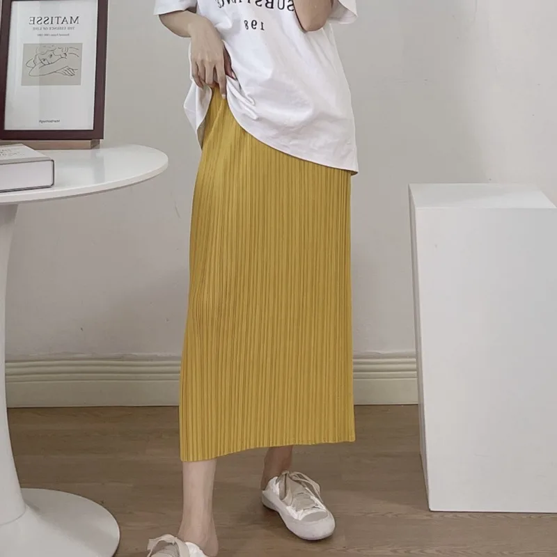 

YUDX Miyake Solid Color Loose Pleated Elastic Waist Women's Skirt 2025 Summer Fashion Casual Versatile Design Comfortable Skirt