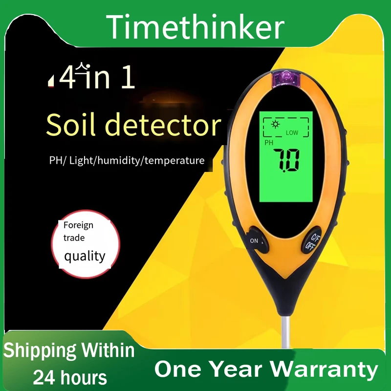 

4 in 1 Soil PH Meter PH Moisture Intensity Soil Test Tester Measurement Temperature in Acidity Sunlight Analysis Soil Meter