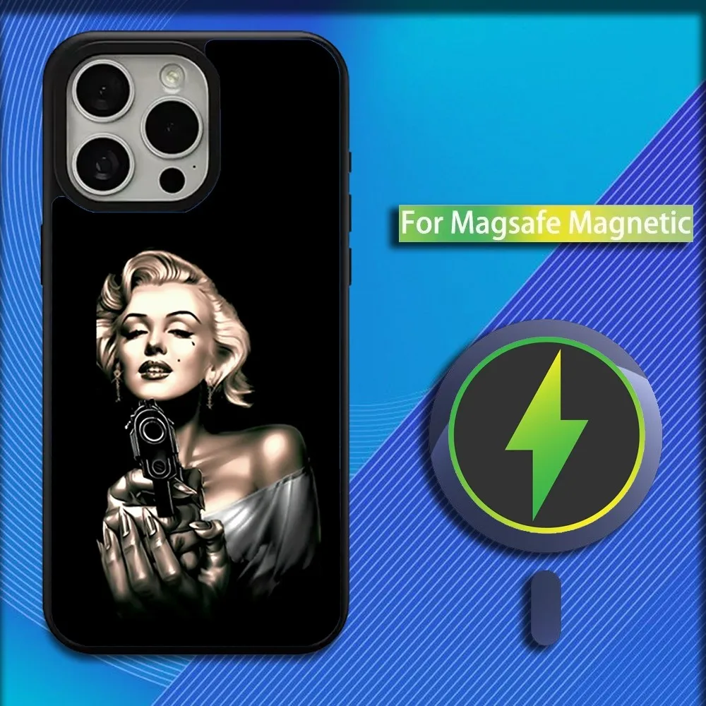 Girl M-Marilyn M-Monroe Phone Case For iPhone 16,15,14,13,12,11,Plus,Pro,Max,Mini Magsafe Magnetic Wireless Charging