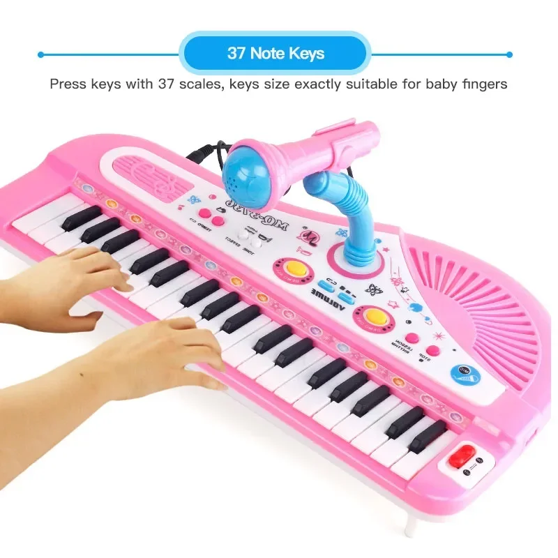 Piano à clavier électronique à 37 touches pour enfants, avec Microphone, instruments de musique, jouets éducatifs, cadeau pour enfants, filles et garçons