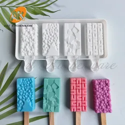 4 Cavity Bubble/Gem Design Ice Creamย Mould DIY Chocolate Popsicleย Mold Cakesicleย Silicone Mould Cakeย Decoratingย Tools Bakeware