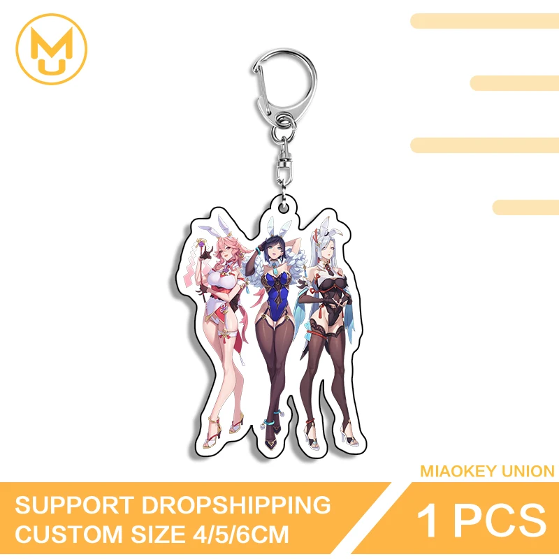 Alluring Bunny Girl Genshin Impact Fashion Enchanting Double Sided Acrylic Keyring Adorable Anime Jewelry Accessories Gifts