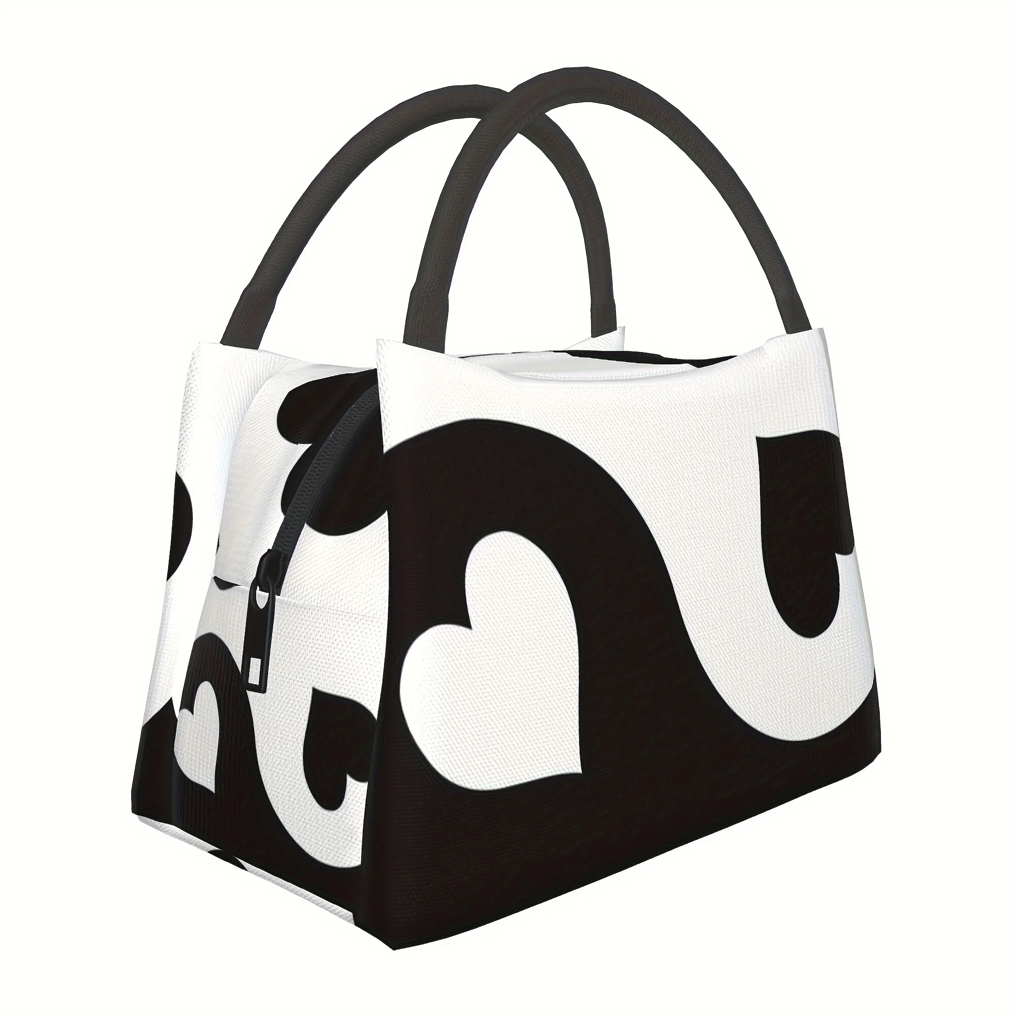

1pc Love Black Diamond Pattern, Portable Reusable Cooler Bag, Insulation Lunch Bag, Essential for Camping Picnic Beach, Suitable