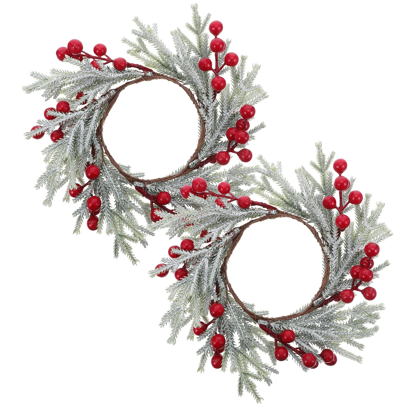 

2 Pcs Decorative Ring Advent Pillar Stand Desktop Wreath Rings Wreaths Plastic Pine Needles Candlestick