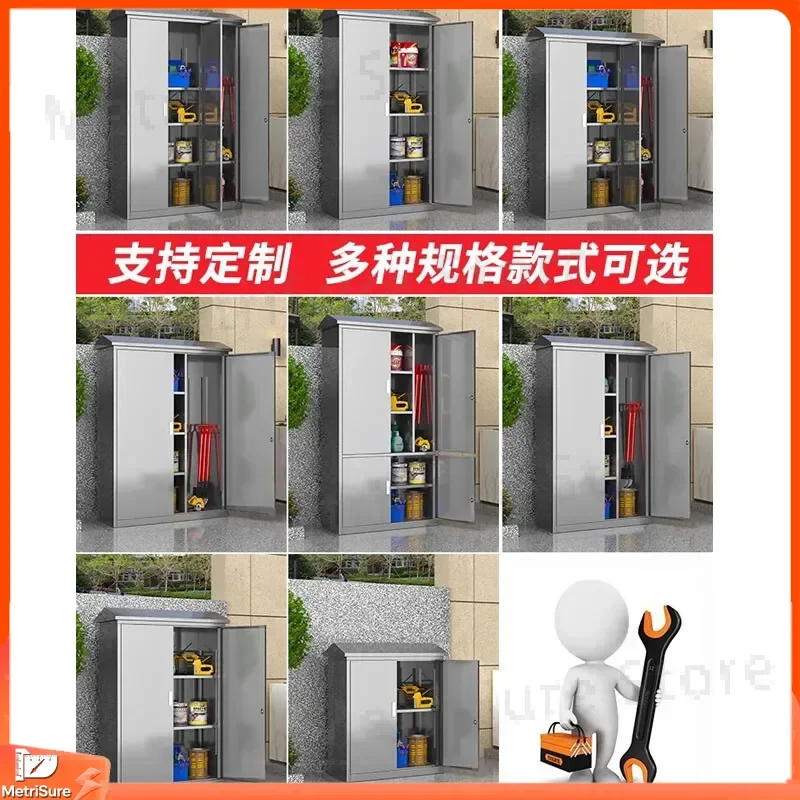 304 stainless steel outdoor locker garden courtyard outdoor balcony storage household tool cabinet with lock