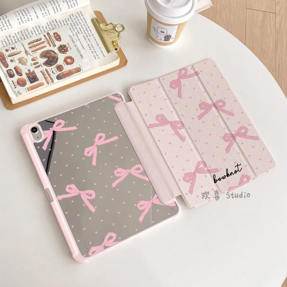 Pink Bow Polka Dotsfloral Fragments For iPad 11th A16 10 9 8 7 5 Pro 13 11 M5 M4 M3 M2 12.9'' Air  4 3 2 1 Mini 7 6 8.3'' Cover