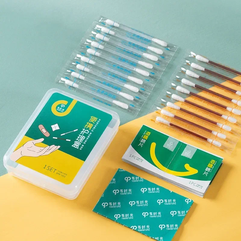 Heallor Wood Iodine Disposable Medical Cotton Swab Medical Multifunction Disinfected Stick Portable Bar Outdoor Travel Care