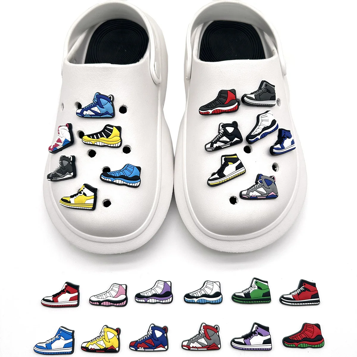 Colorful Basketball Sneaker Silicone Shoe Charms Street Trainer Clog Decor DIY Footwear Ornaments Sports Teen Trendy Party Gift