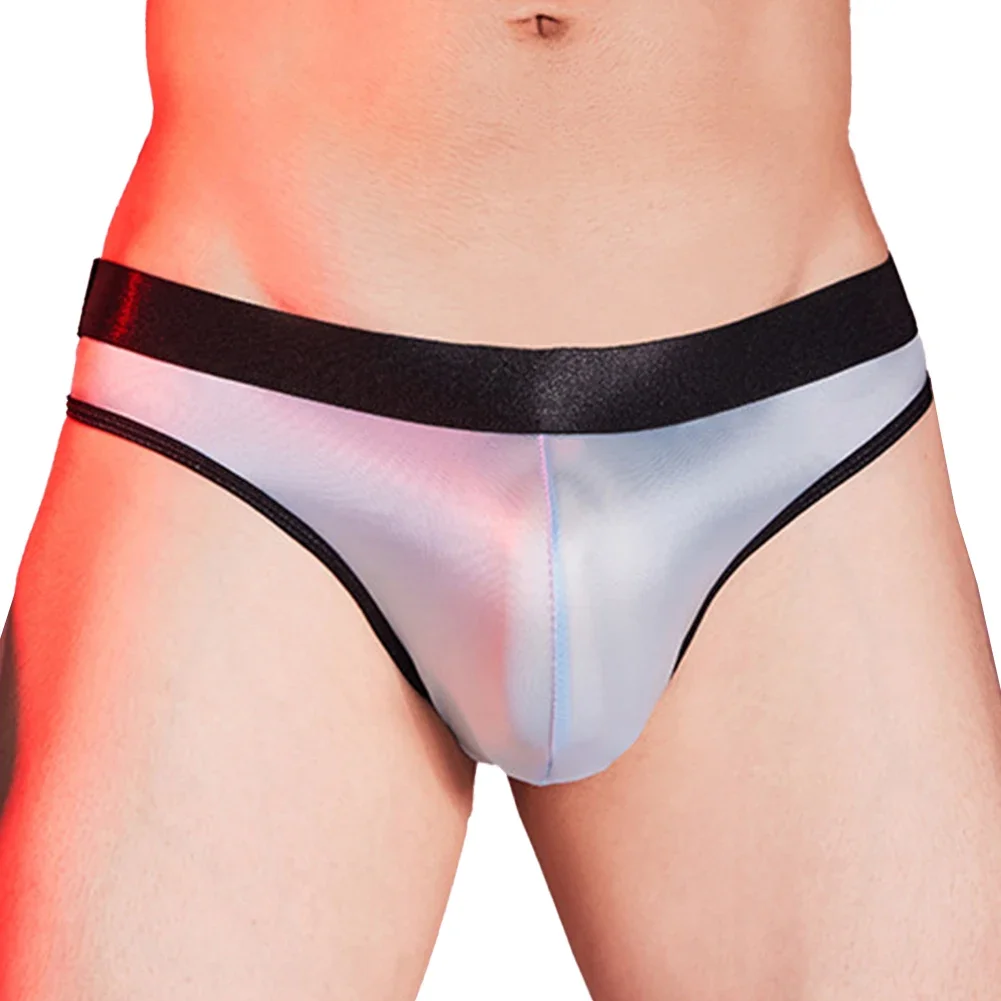 Cuecas em U-Bulge para homens, tangas brilhantes brilhantes brilhantes, cuecas elásticas, calcinha respirável, roupa íntima de retalho suave,