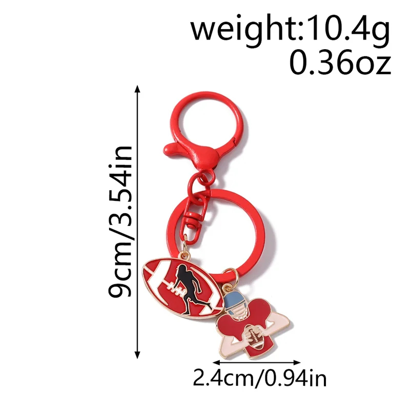 Aihua Niedlicher Emaille American Football Schlüsselanhänger Rugby-Ball Schlüsselring für Frauen Mädchen Handtaschenanhänger DIY Schmuck – Detail 2