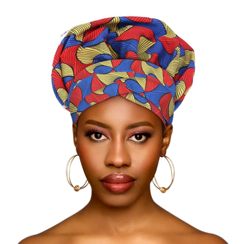 New Women African Print Turban Hat Satin-Lined Head Wraps Vintage Lace Up Headscarf Beanies Bandanas Sleeping Cap For wedding