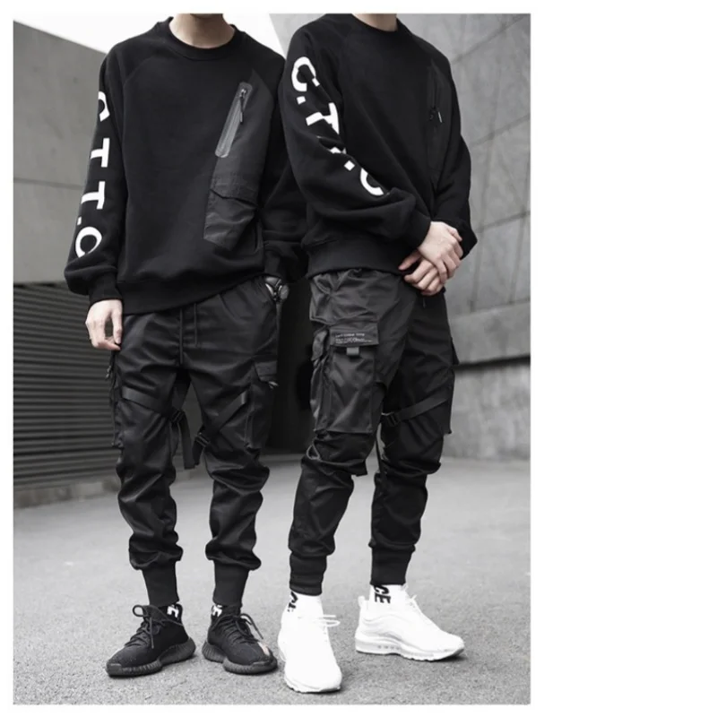 

Мужские рабочие брюки в рубчик с несколькими карманами, спортивные брюки, спортивные брюки, модная уличная одежда, модные свободные брюки в стиле хип-хоп