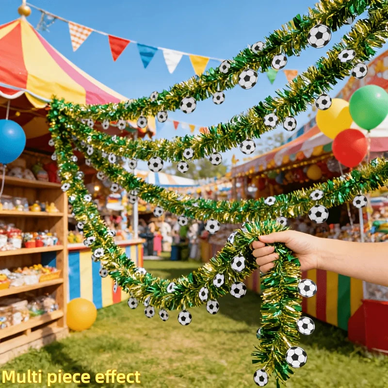 4-teiliges Fußball-Themen-Party-Girlanden-Set, Dekorative Luftschlangen für Fan-Treffen, Spiel-Beleuchtungs-Dekoration für Partys