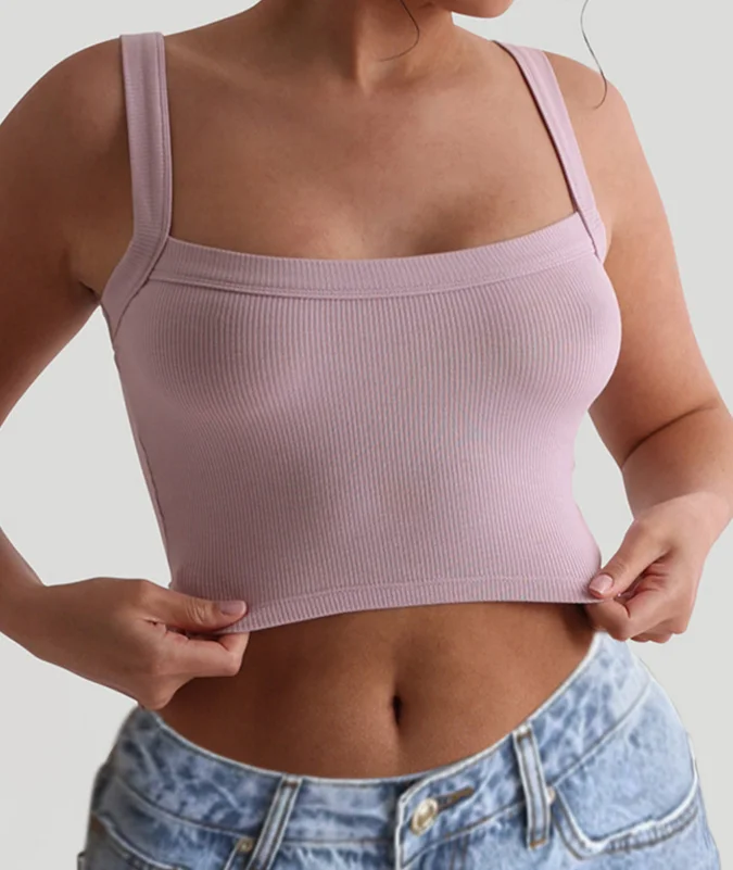 Tank Top Woman Y2K Clothes Y2K Sexy Hot Girl Slim Fit Solid Color Sexy Suspender Top Sports Yoga Top U-Neck Tight Short Vest Top - Image 5