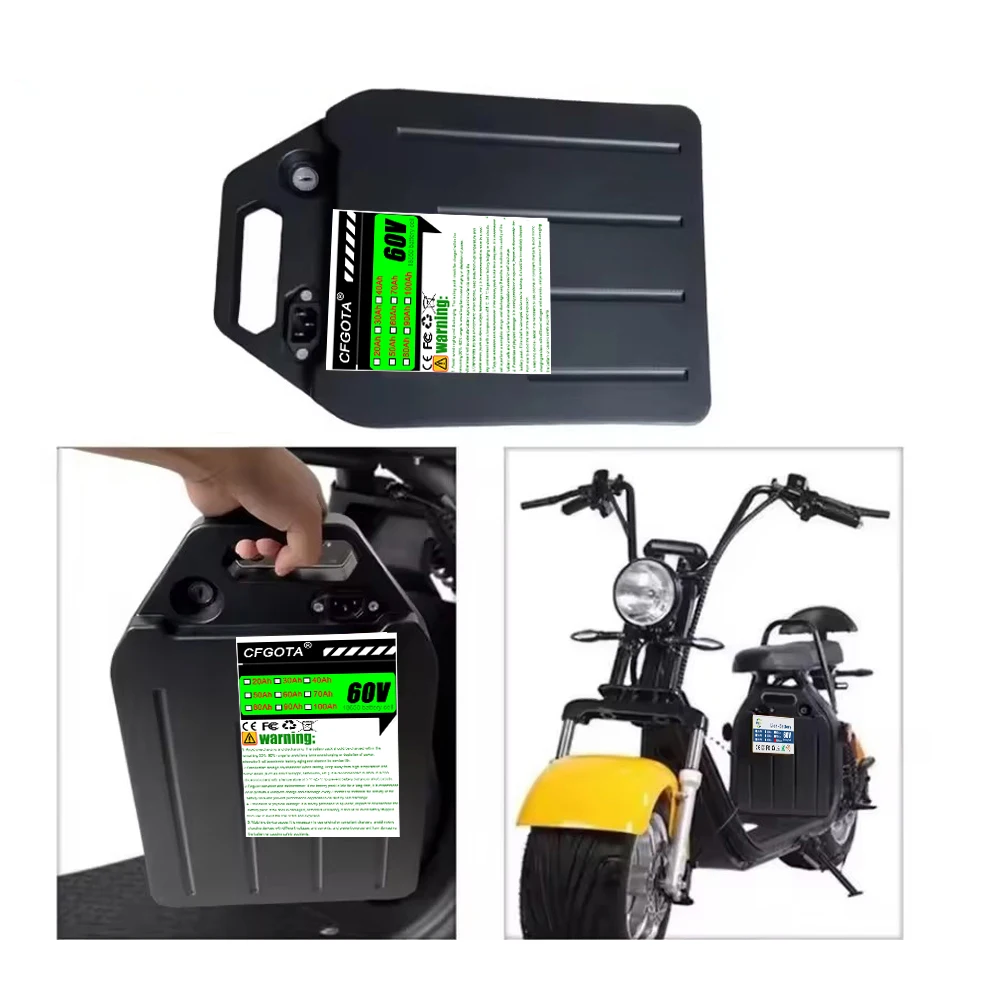 Scooter Original 60V 20Ah-100Ah  Lithium Battery Pack With 30A BMS For E-Two Wheeler Motorcycle Cell