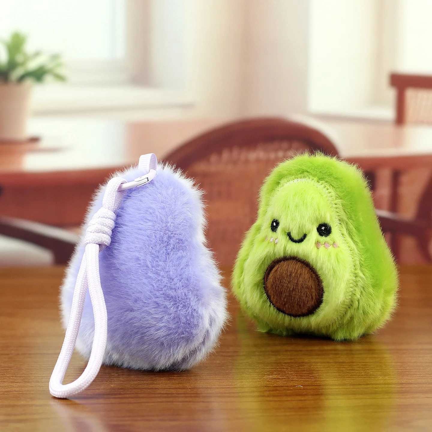 Fuzzy Fruit Charm Adorable Cute Avocado Keyring Plush Avocado Keychain Fuzzy Avocado Plush  For Backpacks Home Decor Gift For