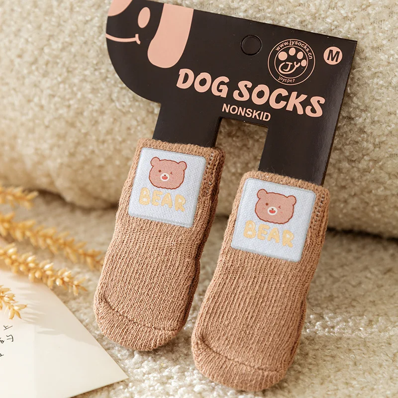 Hot sale warm cute design cat pet dog protective sock anti slip non slip dog socks dog sock