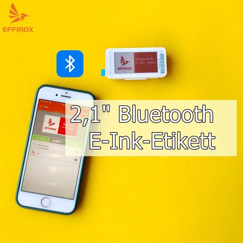 Bluetooth Electronic Shelf Label 2.1-Inch E-Ink E-Paper Label Controllable by Smartphone App