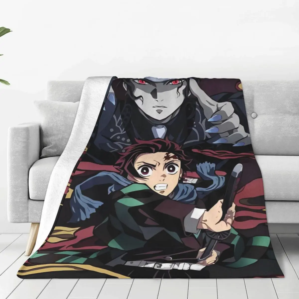 Kawaii Kamado Nezuko Blankets Demon Slayer Anime Cartoon Warm Fluffy Plush Throw Blanket For Bedroom Flannel Bedspread Cover