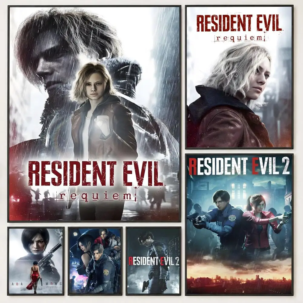 Game Resident Evil Poster Poster Trendy Aesthetic SelfAdhesive HD Wall Decor Home Café Bedroom Room Decoration Gift