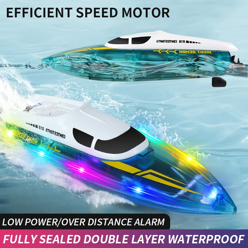 918-2.4GLuminous Colorful High Speed ​​Racing Boat Waterproof Rechargeable Model Electric Radio Remote Control Speedboat Boy Toy