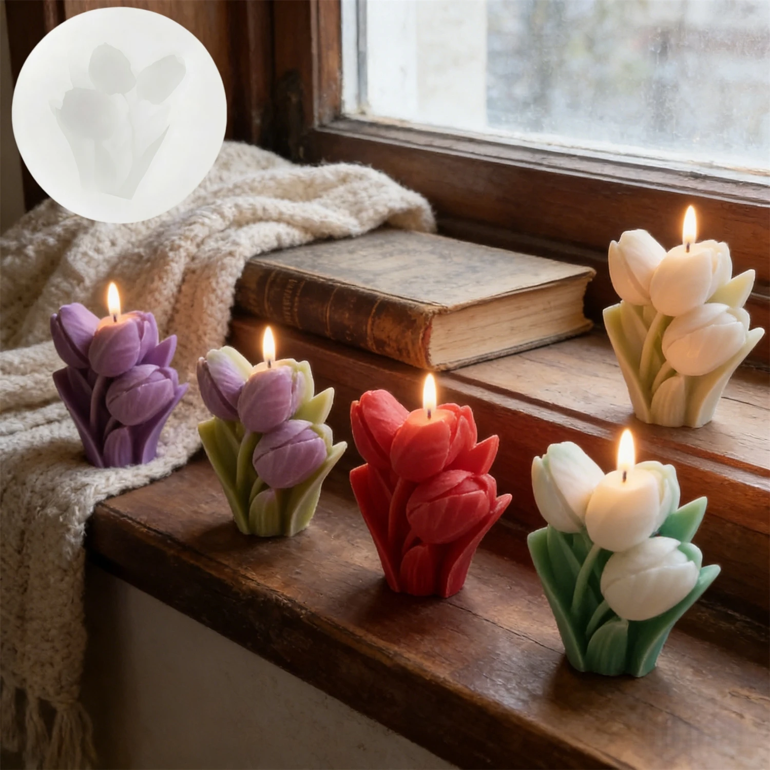 3D Tulpenblumen Silikon-Kerzenformen Tulpenstrauß-förmige Formen für DIY Duftkerzen Seife Harz Heimdekoration Handwerk