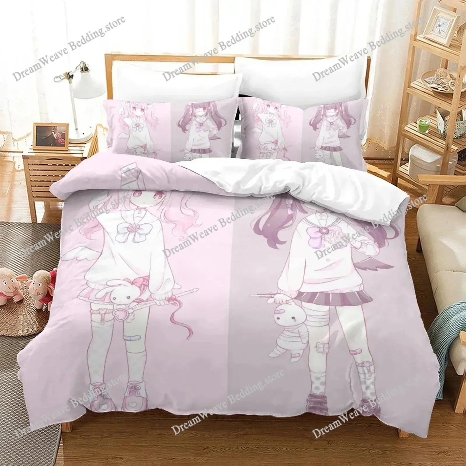 

3D Print Aesthetic Girl Art Strawberry Bedding Set Duvet Cover Bed Set Quilt Cover Pillowcase Comforter King Queen Size Adult741