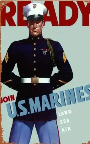 MARINES MILITARY TIN METAL SIGN U.S. MARINES 