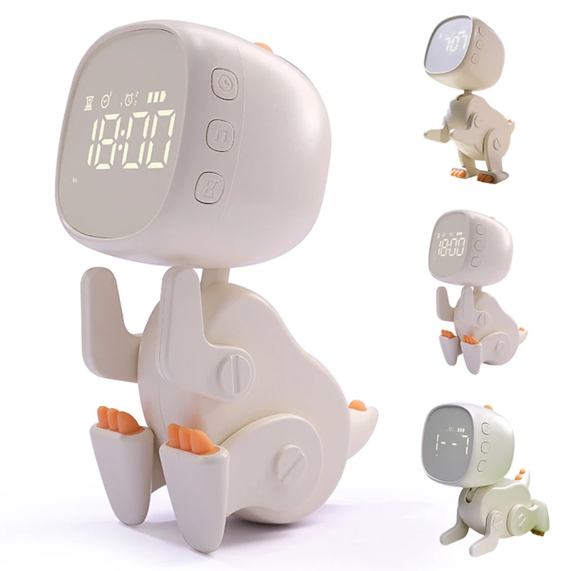 Bedside LED Clock Kids Alarm Clock Children's Sleep Trainier Digital Display With Voice Control Cute Dinosaur Living Room Decor