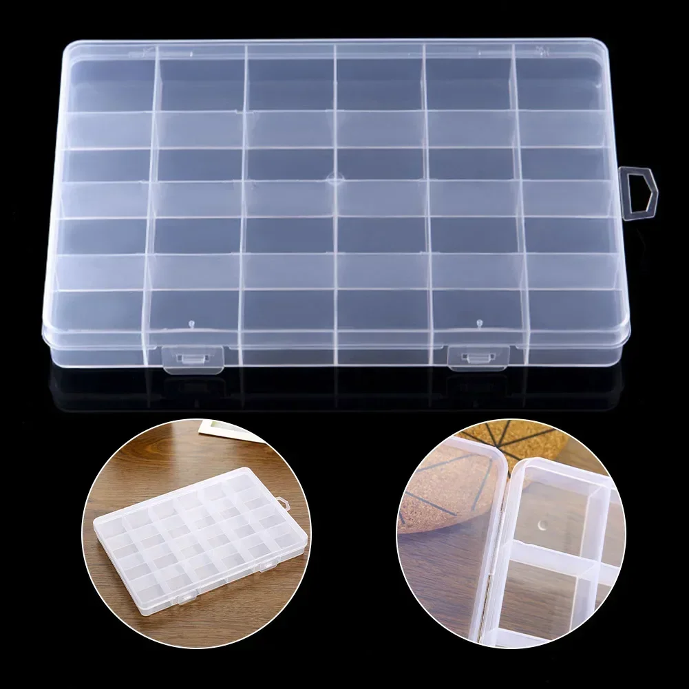 24 Grid Transparent Plastic Rectangle Storage Box For Component Jewelry Box Bead Pills Organizer Nail Art Tip Case Container