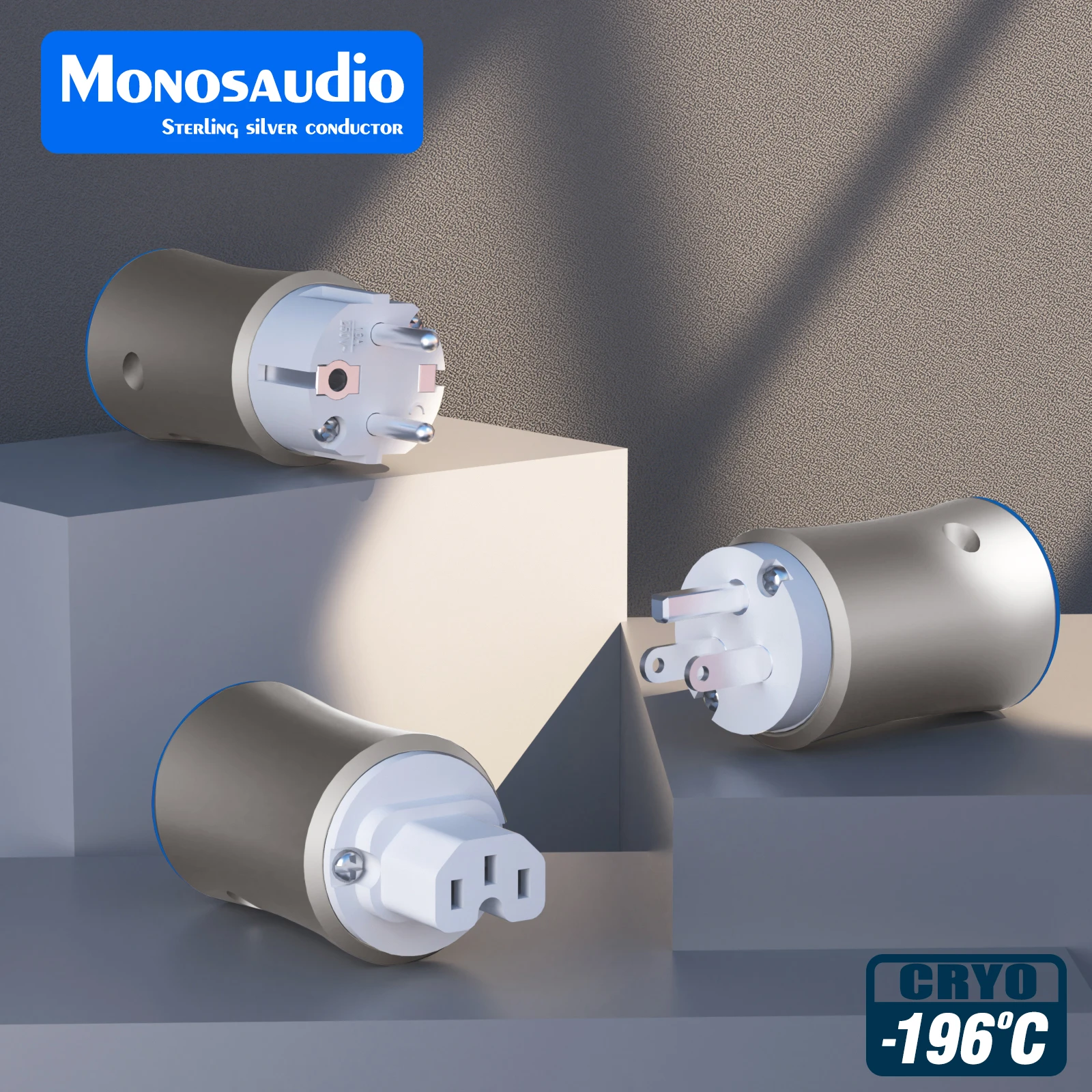 

Monosaudio Hi-End Pure Silver Power Plug CRYO -196°C EU US Schuko Power plug High purity Solid silver Power connector