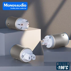Monosaudio Pure Silver Power Plug CRYO -196°C EU US Schuko Power Adapter High Purity Solid Silver Pin Power Connector