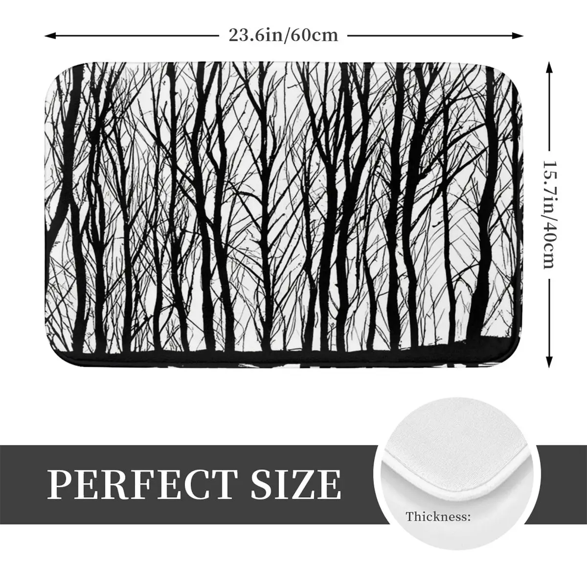 Birch Trees In Black And White Non-slip Doormat Floor Mat Cushion Carpet Rug for Kitchen Entrance Home Balcony Footpad Mats