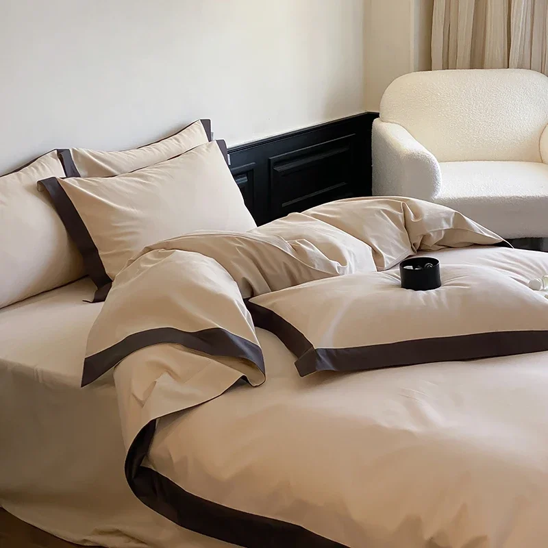 Pure cotton abraded, four-piece bedding quilt cover.