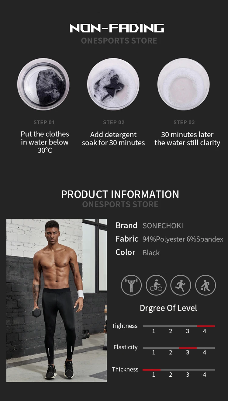 VANSYDICAL Kompressionshose für Herren, Laufhose mit reflektierendem Streifen, Basketball-Leggings, Workout, elastische Taille, Hose für Herren – Detail 8