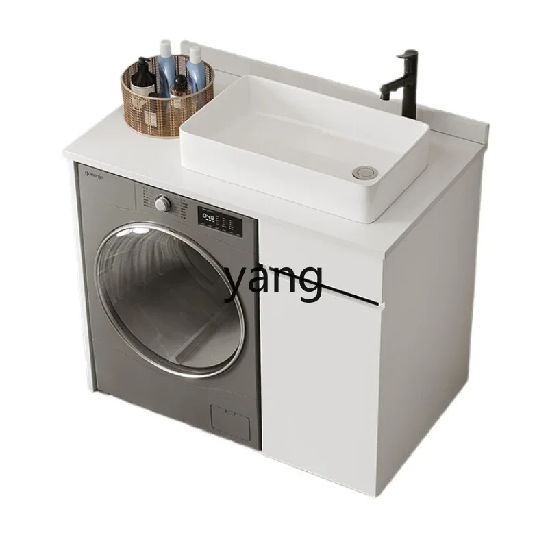 LTT Small Apartment Washing Machine Cabinet Combination Honeycomb Aluminum Bathroom Cabinet Washing Machine Washbasin Integrated