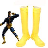 Anime X-MAN Scott Summers Cosplay Costume Shoes Cyclops Yellow Handmade Boots