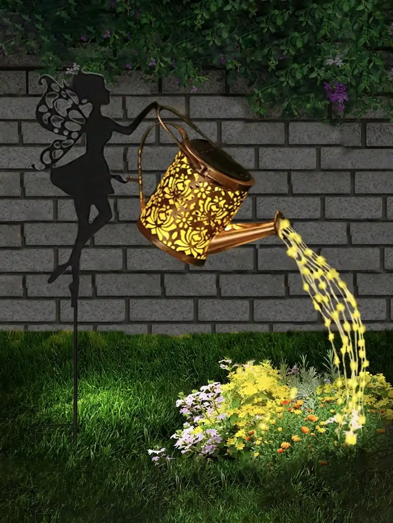 1/2 قطعة أضواء سقاية الجنية الشمسية: 36 LED، مستشعر الضوء، ديكور حديقة معدني خارجي (بدون جهاز تحكم عن بعد) #2