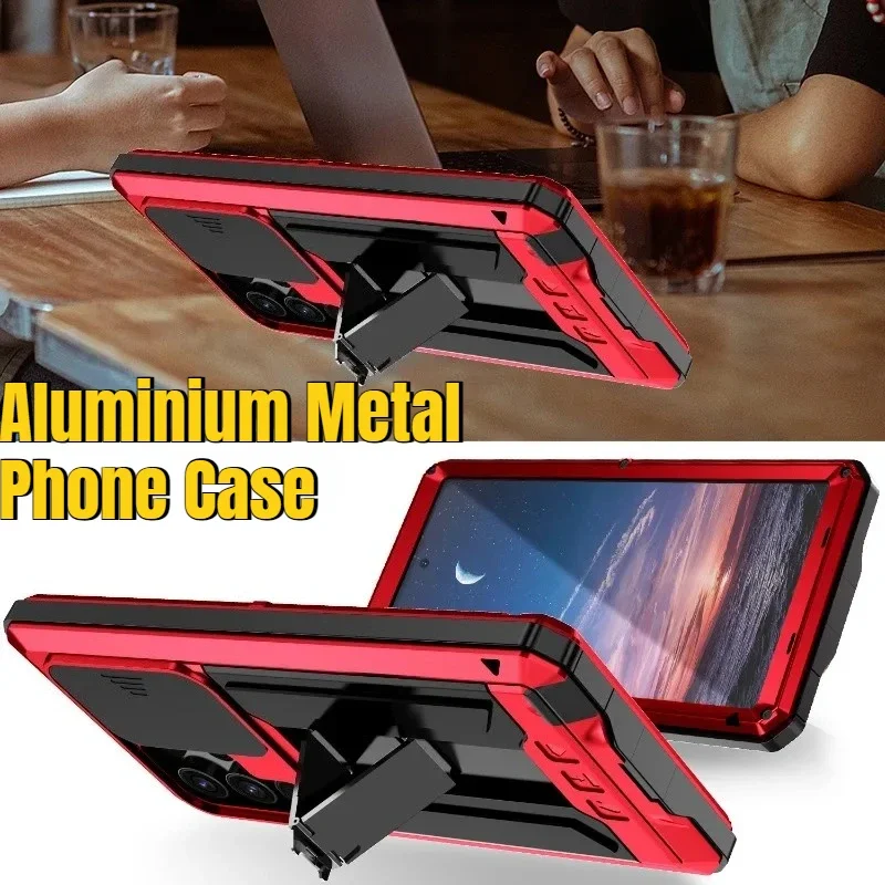 

New For Samsung S24 Ultra S24 Plus Aluminium Metal Phone Case Heavy Duty Shockproof Cover Gorilla Glass Screen Lens Protect