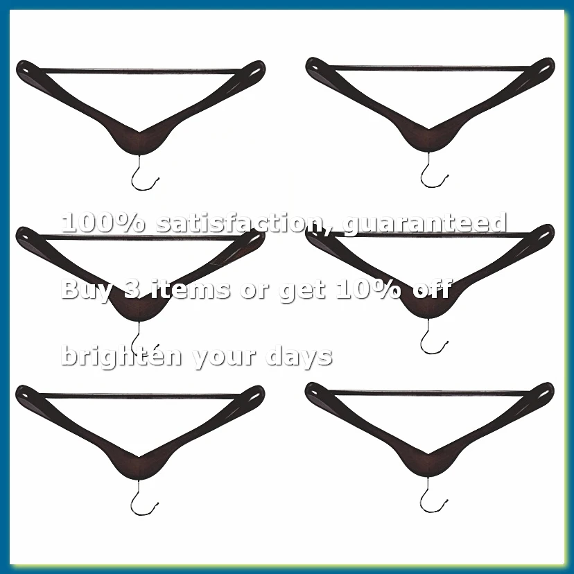 ●Wide Shoulder Wooden Hangers 6 Pack with Non Slip Pants Bar - Smooth Solid Wood Suit Hanger Coat Hanger