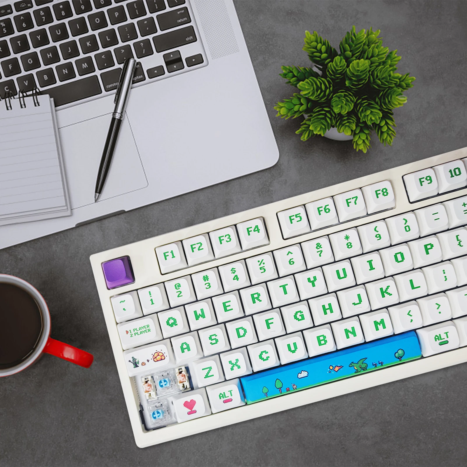 Full Set PBT Keycaps Xda Profile Personalized Printing English Keycaps Dye Sublimation for Mx 104/87/61 Key Mechanical Keyboard