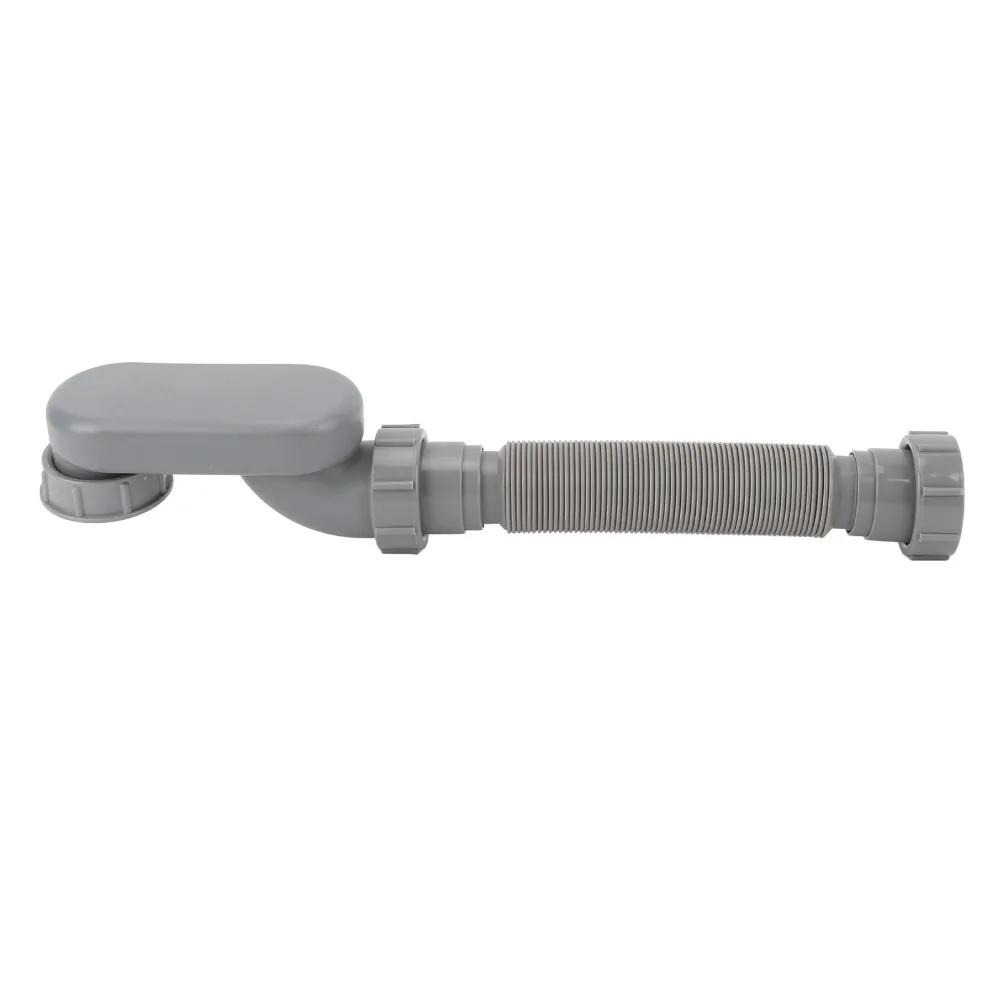 Universal 1 1/2 Inch Bathtub Drain Pipe Flexible Flat P Trap Drain Pipe Low Profile Grey Shower Drain Pipe Freestanding Tub