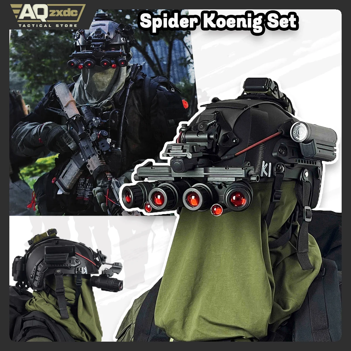 AQzxdc Tactical Ghost Spider Koenig Set - Cos Helmet Cod 19 Service Exhibition Equipment Helmet Mask for Cospaly Cod Koing
