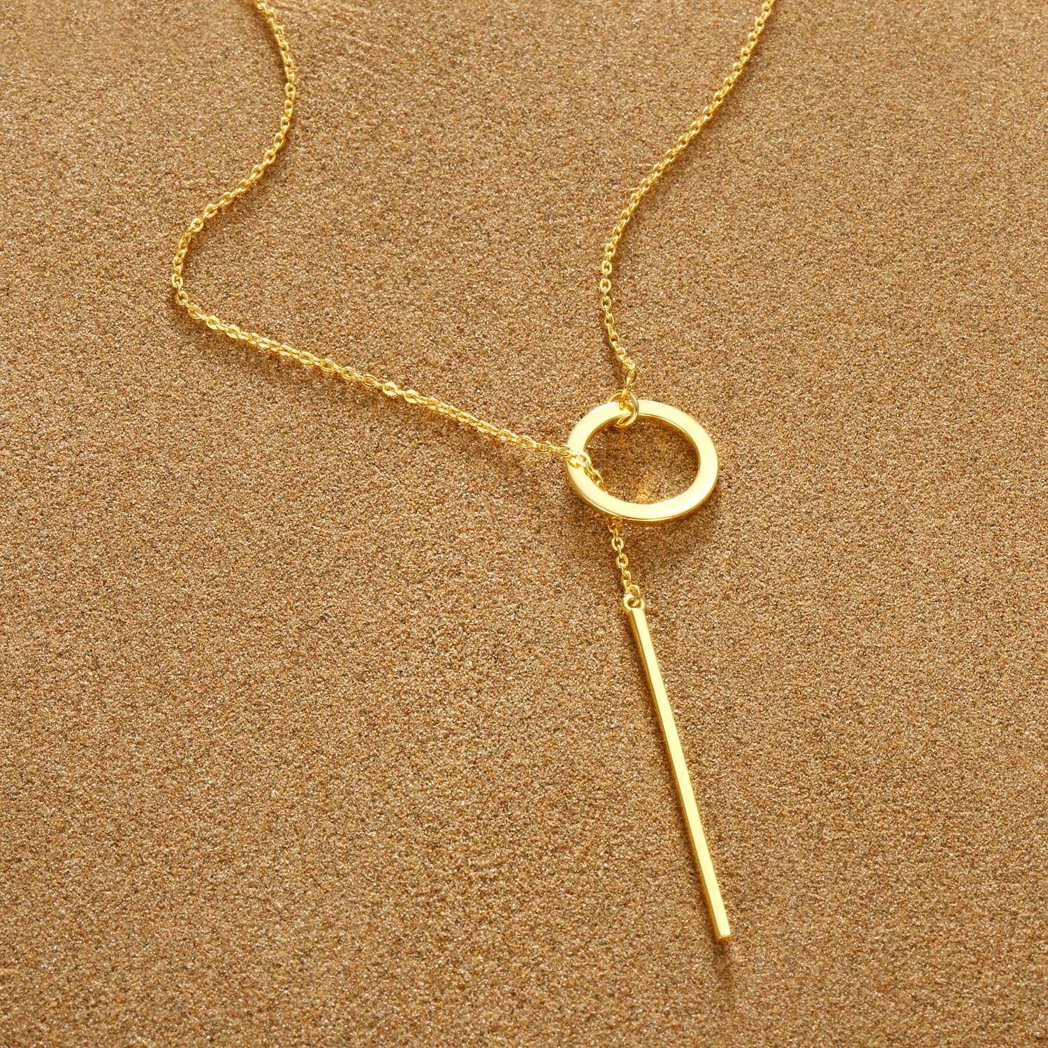 Minimalist Round Stick Pendant Necklace for Women Pearl Clavicle Necklace Leaves Long Chain Fashion Jewelry Statement Girl Gift