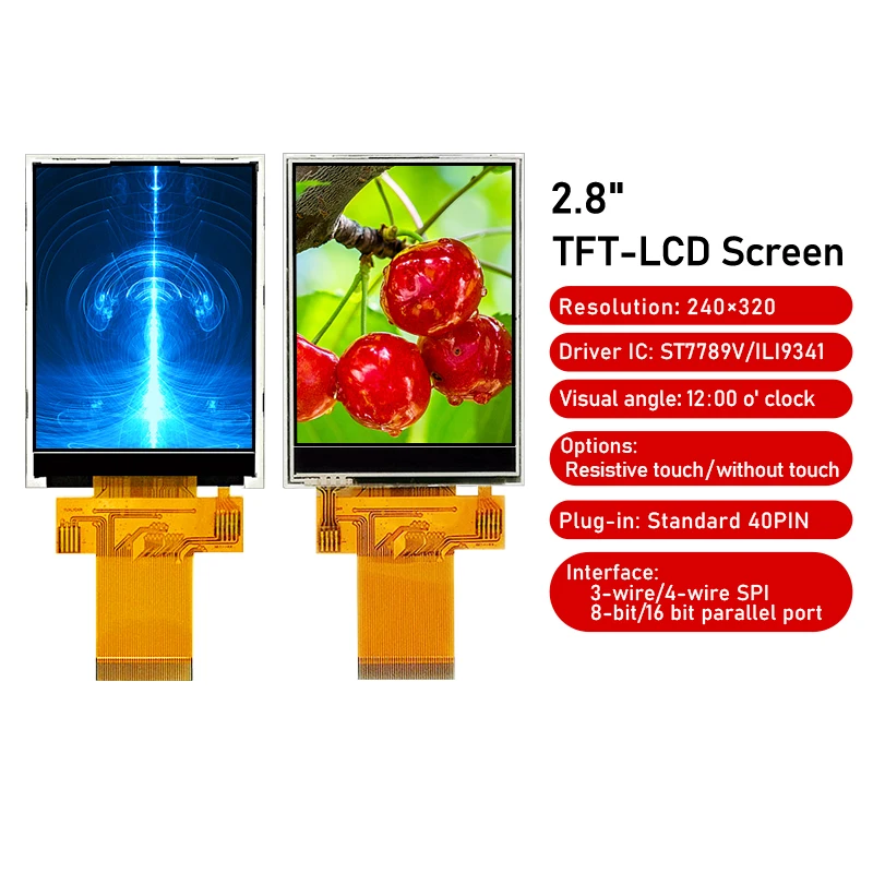 

2.8-inch MCU/STM32 LCD screen TFT color screen 40pin plug with touch 320240 resolution ST7789