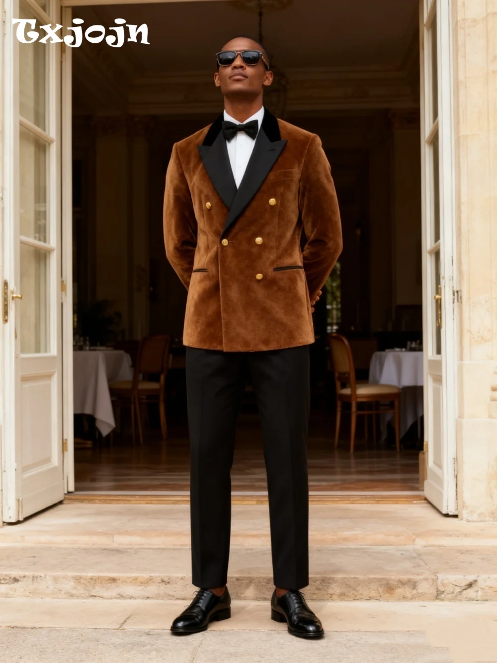 Formal Velvet Men's Suit Set For Wedding Graduation Business 2026 2PCS Classic Brown Suit Customized Trajes Para Hombre