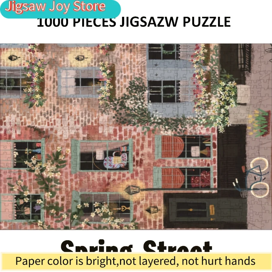 Charming Street Scene Jigsaw Puzzle - Vibrant Spring Colors, Educational & Therapeutic Activity for Adults, Perfect Gift for